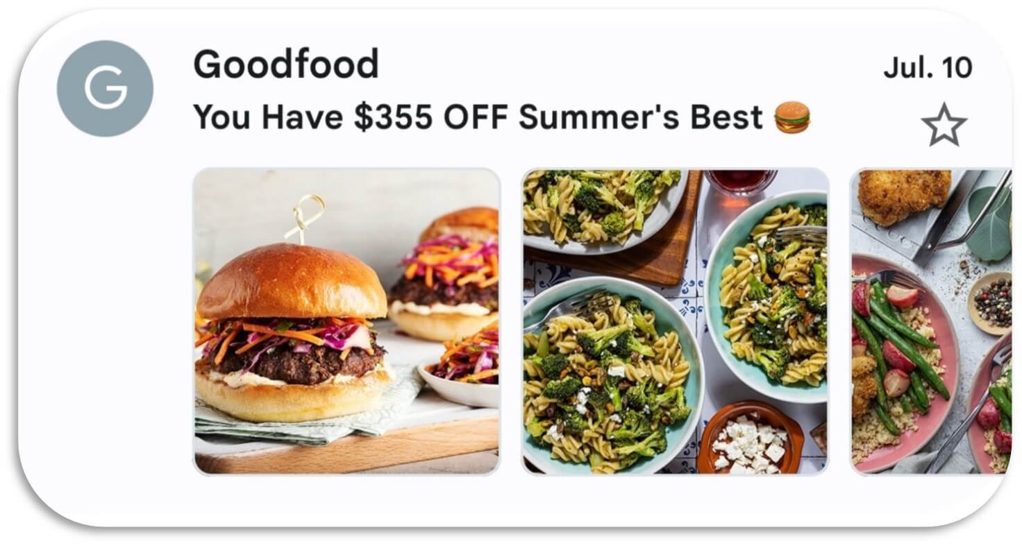 example of a gmail product carousel from Goodfood